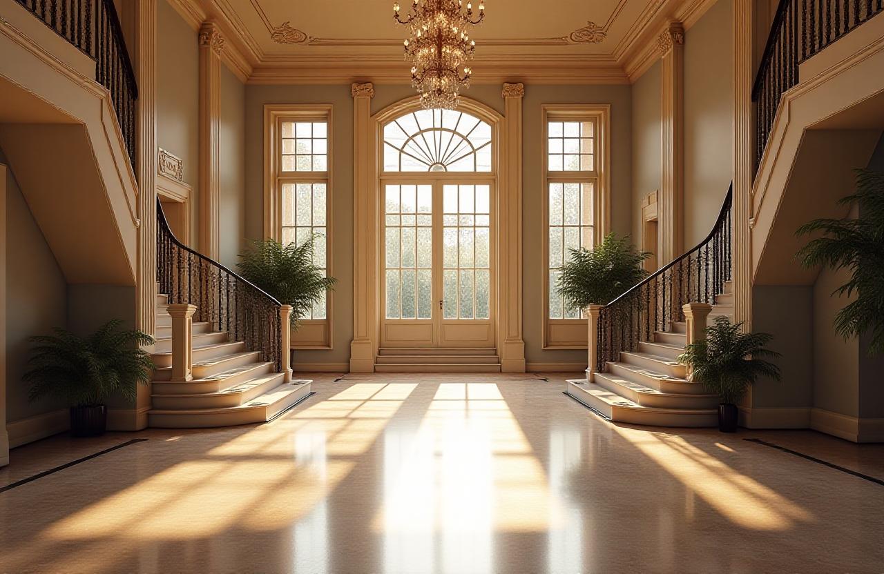 Stately British manor house hallway pristine and clean
