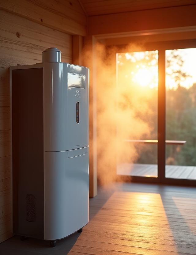 Modern lodge interior with steam cleaning and air purification equipment
